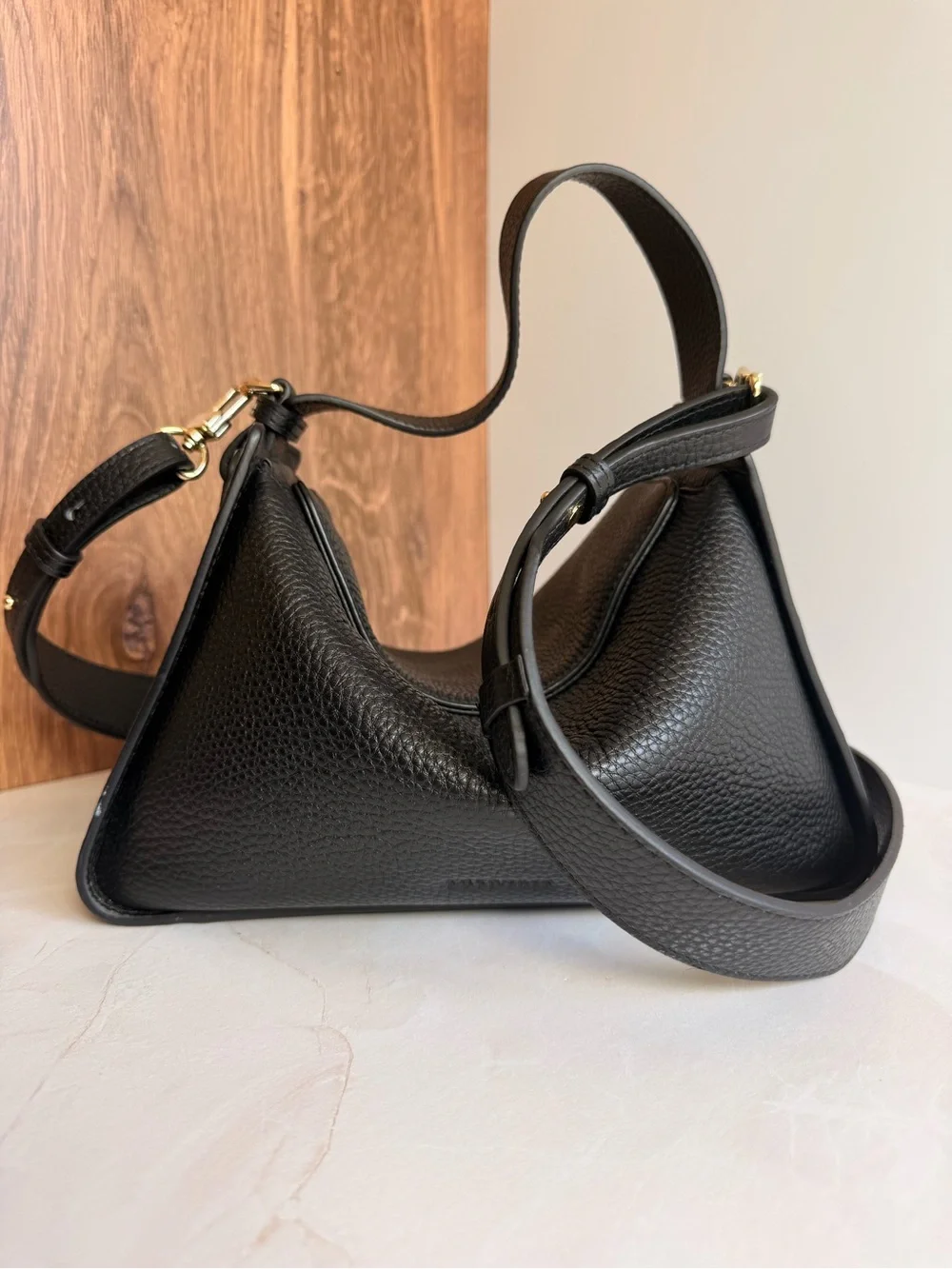 The Horse Clementine Bag in Black Pebbled Leather with Gold - Picture 1 of 8